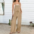 thumbnail image 1 of Women Casual Wide Leg Jumpsuits Summer Loose Fit Sleeveless Jumpsuit With Pockets Olive Linen Pants Tight Romper plus Size Rompers for Women Long Sleeve Wide Leg Jumpsuit Mono Women Romper Pant Suit, 1 of 6