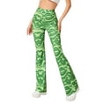 thumbnail image 1 of Women Casual Yoga Flared Pants Water Ripple Printed Slim Fit High Waist Bell Bottom Trousers, 1 of 5