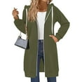 thumbnail image 1 of Women Casual Zip Up Fleece Hoodies Long Tunic Jackets 2025 Fall Winter Oversized Sweatshirts With Pockets Long Sleeve Comfy For Street Style & Loungewear​ Army Green M, 1 of 6