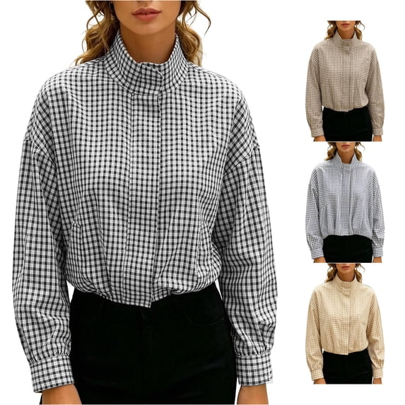 Women Casual Zip Up Lightweight Jacket Outerwear With Stand Collar Long Sleeve Front Pocketed Spring Fall Coat