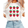 thumbnail image 1 of Women Casual's Crew Neck Printed Cotton T-Shirt Strawberry Graphic Tees Casual Short Sleeve Tops White S-5XL, 1 of 4