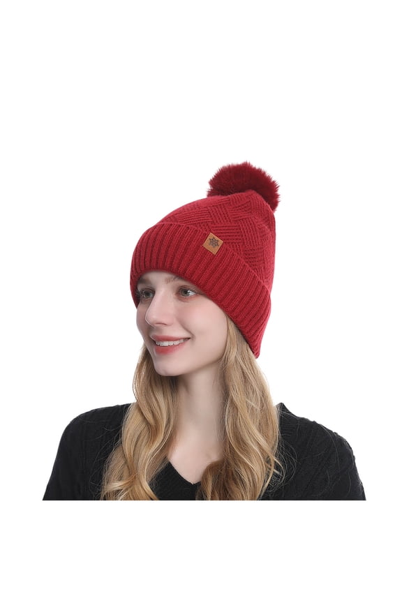 Women Cat Ear Beanie Hats Winter Striped Knitted Crochet Pompom Hat Y2K Accessories Grunge Goth Slouchy Beanies Cap