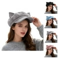 thumbnail image 1 of Women Cat Ear Wool Beret Hat – Soft Warm French Style Painter Cap, Cute Japanese Fashion Beret Hats for Women, Casual Streetwear Accessory for Autumn and Winter Outfits, 1 of 4