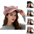 thumbnail image 1 of Women Cat Ear Wool Beret Hat – Soft Warm French Style Painter Cap, Cute Japanese Fashion Beret Hats for Women, Casual Streetwear Accessory for Autumn and Winter Outfits, 1 of 4
