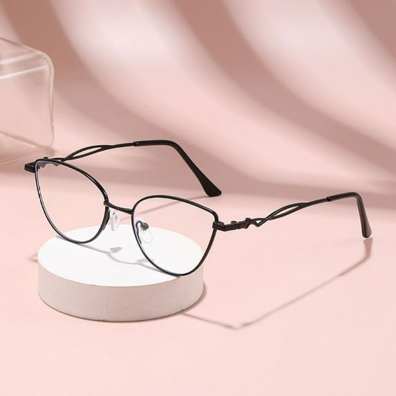 Women Cat Eye Anti-blue Light Black Reading Glasses 1.0 Metal Presbyopia Glasses Fashinable Readers +1.00 strength