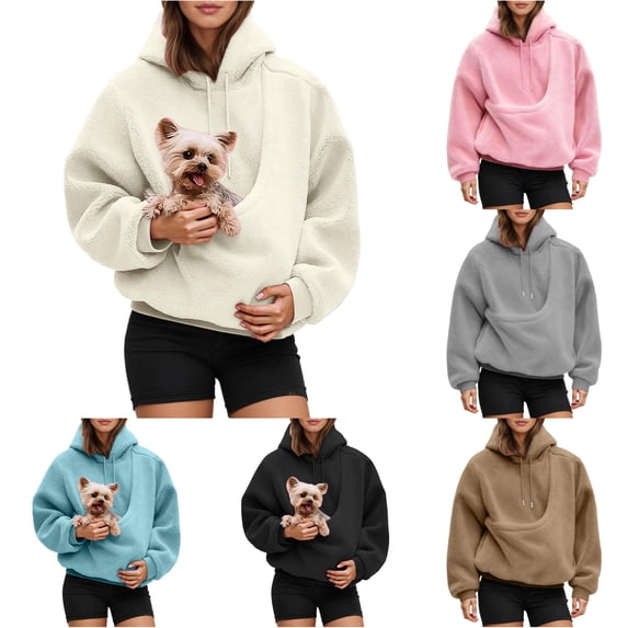Women Cat Pouch Hooded T-Shirt Short Sleeve Kitten Puppy Holder Thin Hoodies Pet Carrier Sweatshirt with Strap