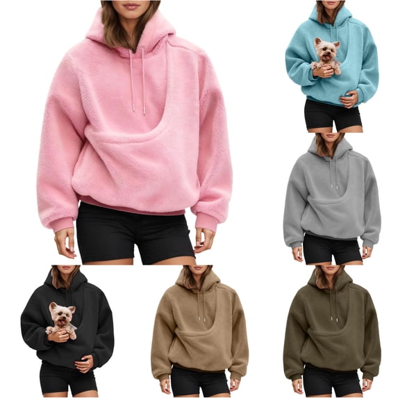 Women Cat Pouch Hooded T-Shirt Short Sleeve Kitten Puppy Holder Thin Hoodies Pet Carrier Sweatshirt with Strap