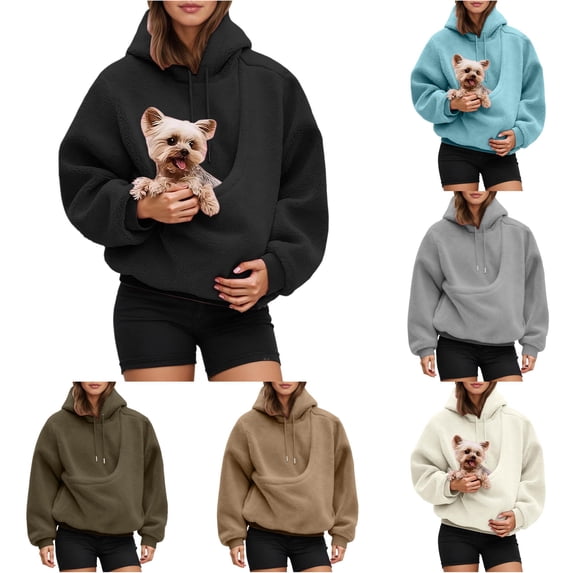 Women Cat Pouch Hooded T-Shirt Short Sleeve Kitten Puppy Holder Thin Hoodies Pet Carrier Sweatshirt with Strap