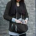 thumbnail image 1 of Women Cat Pouch Hoodie Pet Carrier Hoodies Puppy Dog Holder Large Soft Kangaroo Pouch Carriers Pullover Sweatshirt Women Pet Carrier Hoodies Long Sleeve Pullover Tops, XXL&Black, 1 of 8