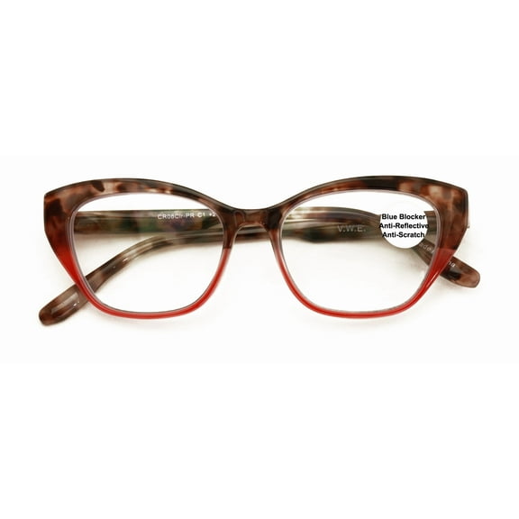 Women Cateye Blue Blocker Reading Glasses - UV Protection Reader with Anti-Reflective Lens Eye Strain Relief 2.00