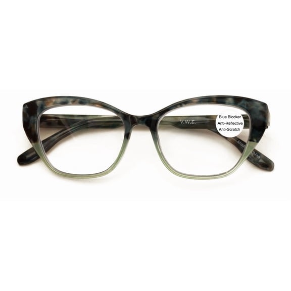 Women Cateye Blue Blocker Reading Glasses - UV Protection Reader with Anti-Reflective Lens Eye Strain Relief 2.00