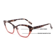 Women Cateye Progressive Clear Bifocal Reading glasses - No Line or Bubble - Zero Power on Top CR08 +2.50
