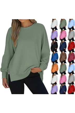 Women Causal Fleece Jacket Pullover Crewneck Fuzzy Blouse Long Sleeve Oversized Drop Shoulder Warm Thick Fall Winter Sweatshirt