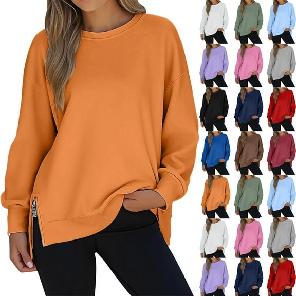Women Causal Fleece Jacket Pullover Crewneck Fuzzy Blouse Long Sleeve Oversized Drop Shoulder Warm Thick Fall Winter Sweatshirt