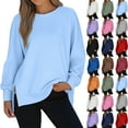 thumbnail image 1 of Women Causal Fleece Jacket Pullover Crewneck Fuzzy Blouse Long Sleeve Oversized Drop Shoulder Warm Thick Fall Winter Sweatshirt, 1 of 9