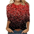 thumbnail image 1 of Women Causal T-shirt Sparkle Sequin Printed 3/4 Sleeve Crewneck Pullover Dressy Glitter Loose Tunic Tee, 1 of 4