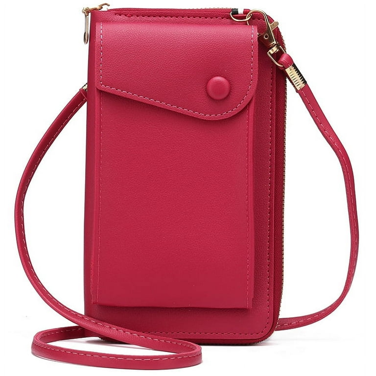 Women Cell Phone Purse Crossbody Bag Phone Wallet Shoulder Bag,Rose red