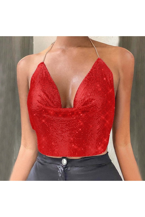 Women Chain Clothes Beading Tassel Sleeveless Backless Crop Top Club Tank Tops 25th Birthday Tops for Women Fitted Too Top Men Sports Tops Women L Layering Cleavage Cover Beach Tops for Women plus