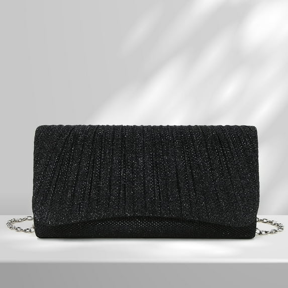 Women Chain Tote Handbag Envelope Clutch Shoulder Bag Evening Clutch, Black