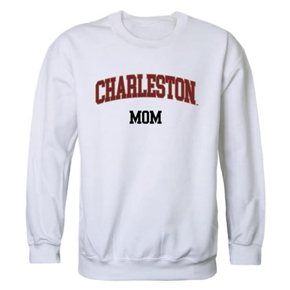 Women Charleston Cougars Mom Crewneck Fleece, White - Extra Large