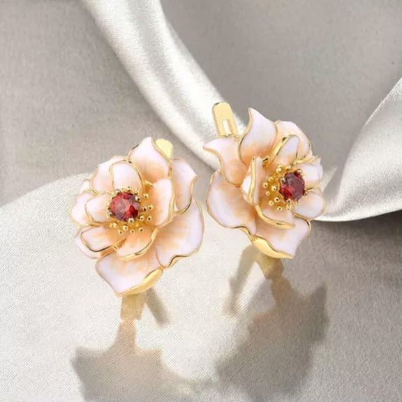 Women Charm 18k Yellow Gold Plated Hoop Earrings Cubic Zircon Jewelry A Pair