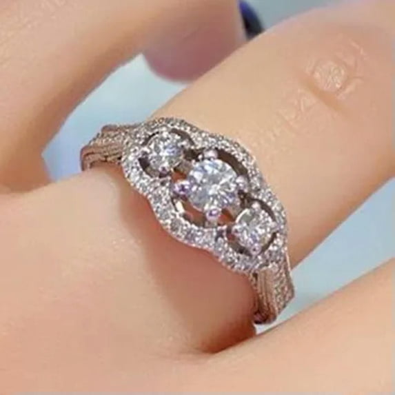 Women Charm Jewelry Cubic Zircon 925 Silver Ring Anniversary Gift Sz 6-10