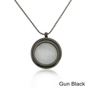 LINRONG Women Charms Crystal Floating Jewelry Living Memory Locket Pendant Necklace Round Glass BLACK