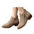 thumbnail image 1 of Women Boots Comfortable Ankle Flat Booties for Ladies Fall Winter Beige 5.5-Women, 1 of 9