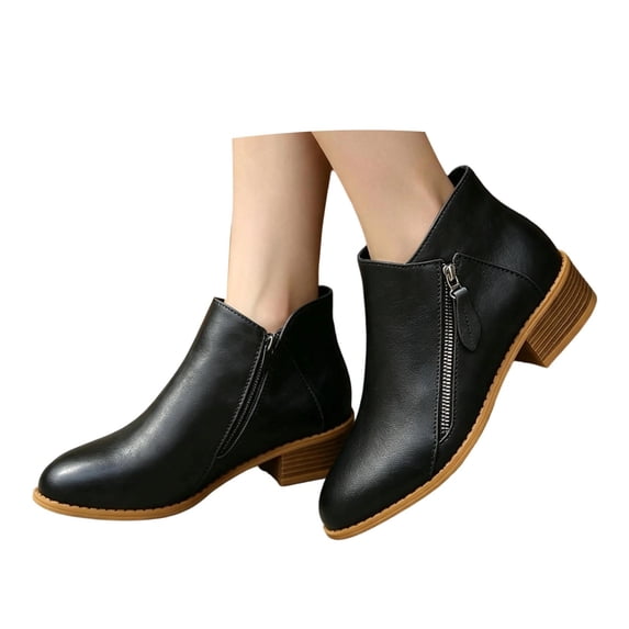 Women Boots Comfortable Ankle Flat Booties for Ladies Fall Winter Black 10.5-Women