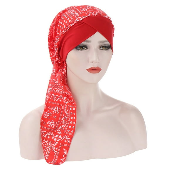 Women Chemo Cancer Sleep Scarf Hat Cap Boho Pre-Tied Hair Cover Wrap Turban Headwear Bandana Hair Loss