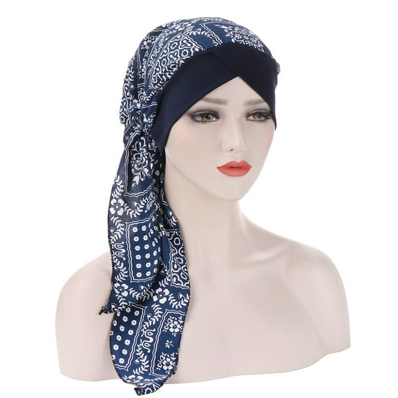 Women Chemo Cancer Sleep Scarf Hat Cap Boho Pre-Tied Hair Cover Wrap Turban Headwear Bandana Hair Loss