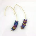 thumbnail image 1 of Women Chevron Drop Earrings Natural Hematite Stone Arrow V-Shaped Hoop Earrings, 1 of 8