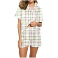 thumbnail image 1 of Women Chic Graphic Two Piece Pajamas Set Button Down Short Sleeve Tops and Shorts Set Lapel Lounge Matching Pjs, 1 of 7