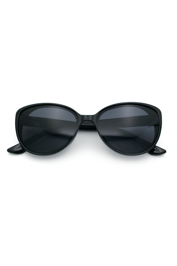 Women Chic Mod Oversized Cat Eye Designer Fashion Sunglasses All Black