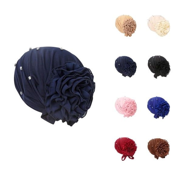Women Chiffon Beanie Hat - Multi Color Rhinestone Decor Stretch Knit Cap, Fashion Stocking Stuffers, For Women Girls As Liner Or Fashion