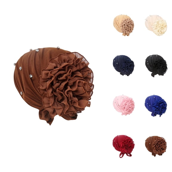 Women Chiffon Beanie Hat - Multi Color Rhinestone Decor Stretch Knit Cap, Fashion Stocking Stuffers, For Women Girls As Liner Or Fashion