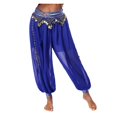 thumbnail image 1 of Women Chiffon Belly Dance Harem Pants Bellydance Pants Bloomers Trousers with Gold Trim Tassels Women Dancing Pants, 1 of 6