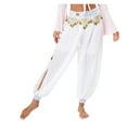 thumbnail image 1 of Women Chiffon Belly Dance Harem Pants Bellydance Pants Bloomers Trousers with Gold Trim Tassels Women Dancing Pants, 1 of 6