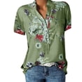 thumbnail image 1 of Women Chiffon Blouse V-neck Short Sleeve Shirts Floral Print Tops Blouse, 1 of 1