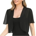 thumbnail image 1 of Women Chiffon Cardigan Soft Solid Open Front Sheer Short Lightweight Cardigan For Evening Dress Black S, 1 of 4