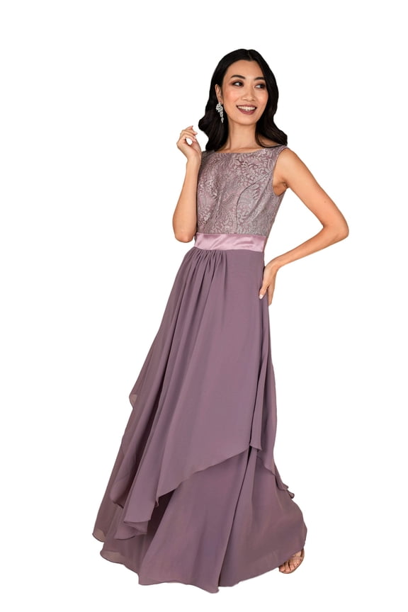 Women Chiffon Double Layers Gown