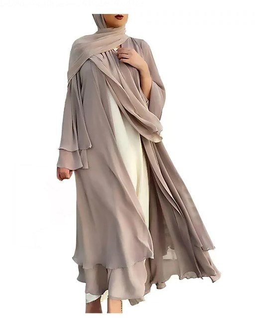 Middle Eastern Ventilation Robe Women Chiffon Muslim Dress Solid Middle East Arabian Robe Islamic Open ...