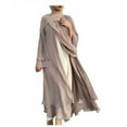 thumbnail image 1 of Women Chiffon Muslim Dress Solid Middle East Arabian Robe Islamic Open Front Abaya Long Sleeve Flowy Maxi Cardigan Dress, 1 of 7