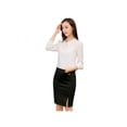 thumbnail image 1 of Women Chiffon Ruffle Collar Solid Color Long Sleeve Career Blouse Shirts, 1 of 2