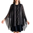 thumbnail image 1 of Women Chiffon Shawls and Wraps for Evening Dresses, Floral Sheer Cape Poncho Cover Up Beach Silk Scarf Elegant Wedding Party Stole, 1 of 5