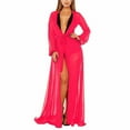thumbnail image 1 of Women Chiffon Swimsuit Cover Ups Long Sleeve Open Front Cardigan See-through Maxi Dress Beachwear, 1 of 3