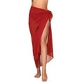 thumbnail image 1 of Women Chiffon Swimwear Pareo Scarf Beach Cover Up Wrap Kaftan Sarong Red One Size, 1 of 6