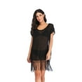 thumbnail image 1 of Women Chiffon Tassel Swimsuit Bathing Suit Stylish Beach Cover up, Black, 1 of 7