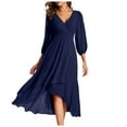 thumbnail image 1 of Women Chiffon Wedding Guest Dress V Neck for Formal and Semi - Formal Occasions, 1 of 4