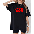 thumbnail image 1 of Women Child of God Black Bold Print Graphic Tee T Shirt Top Suitable and Soft Short Sleeve Round Neck Black S-5XL, 1 of 5